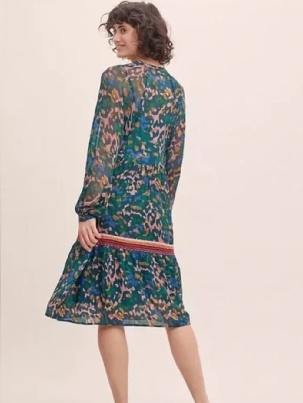 Anthropologie x Blank London Veyra Long Sleeve Sheer Green Dress Size M New NWT